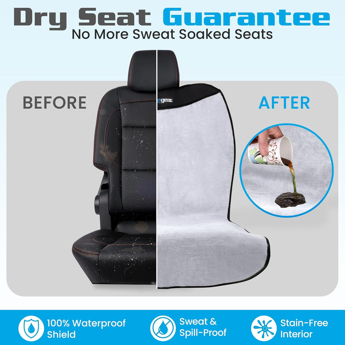 HAPPEGEAR Happeseat Waterproof Car Seat Cover & Protector, Silver