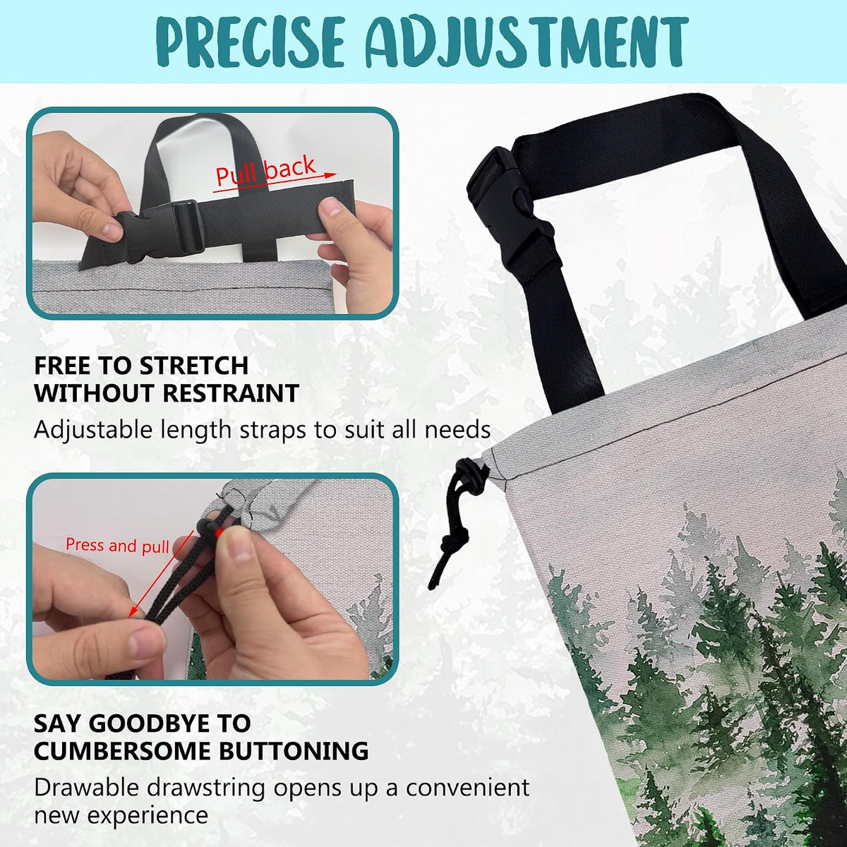 Car Trash Bag Foggy Forest Hanging Drawstring Car Organizer and Storage Bag with Adjustable Buckle Canvas Garbage Bin for Back Seat or Hanging Headrest Car Decor Road Trip Essentials