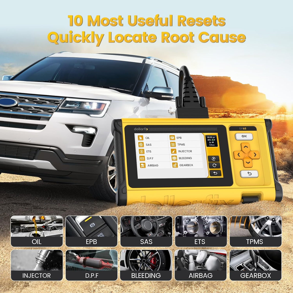 OBD2 Scanner Diagnostic Tool - 4 System BIDirectional Scan Tool for Car 10 Resets Services Active Test Oil/EPB/SAS/TPMS/Throttle/INJEC Auto VIN Lifetime Update
