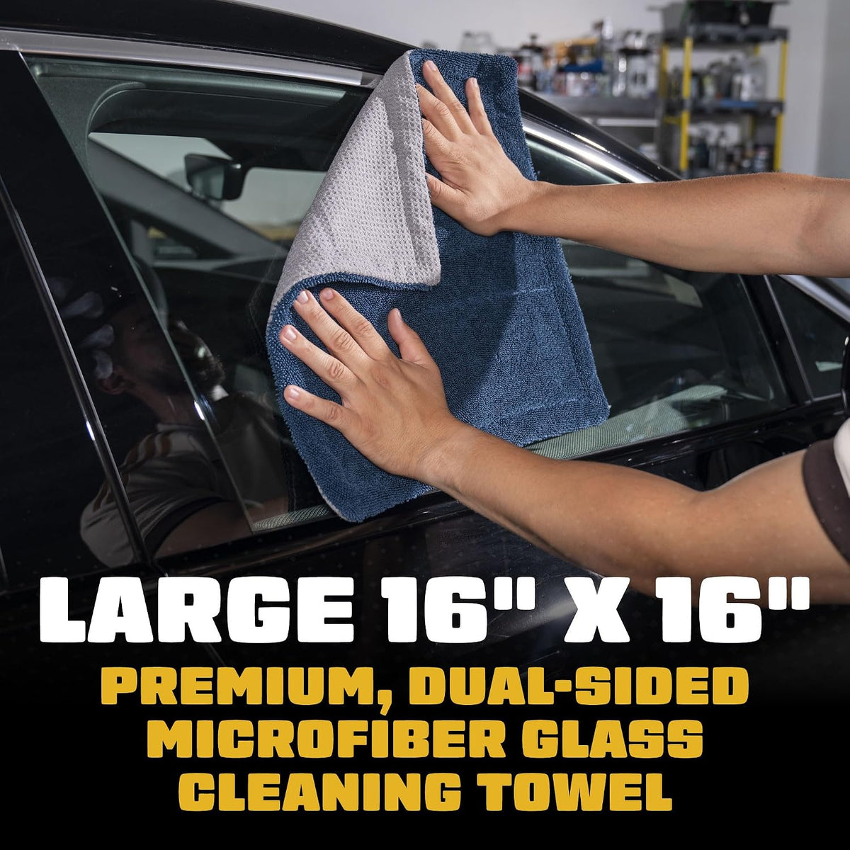 Chemical Guys, Clean Stroke Dual-Sided Glass Towels, 16 x 16 in, 2 Pack