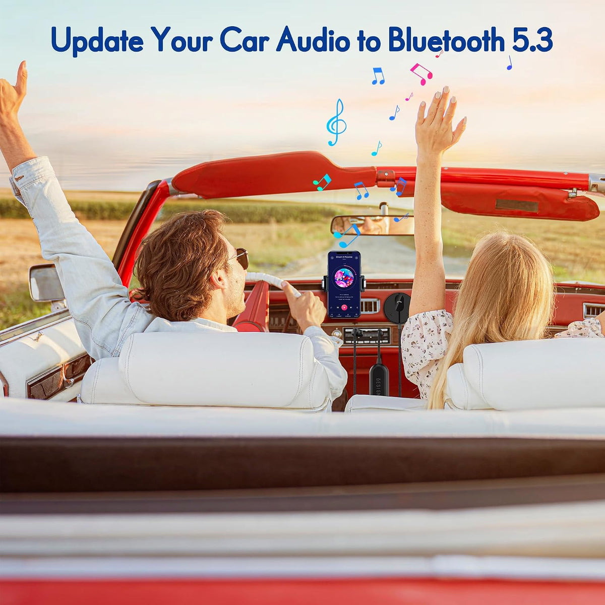 BESIGN BK01 Bluetooth Car Kit, Wireless Aux Receiver for Handsfree Calls and Music Streaming with Ground Loop Noise Filter for Car with Aux Port