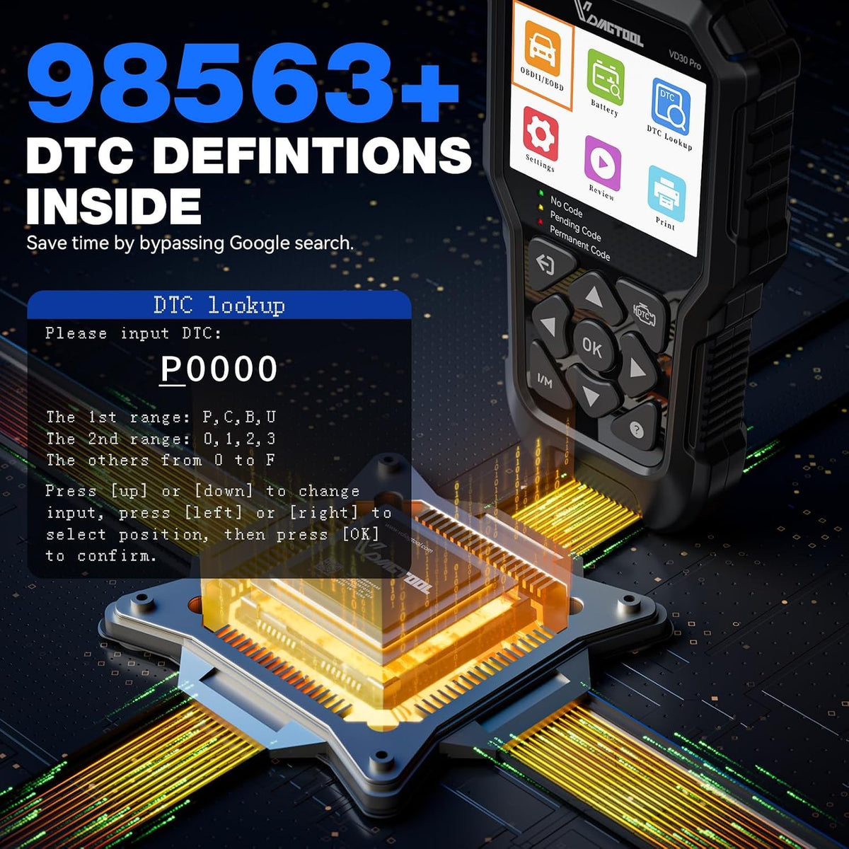 VDIAGTOOL VD30 Pro OBD2 Scanner, Check Engine Code Reader with Live Data