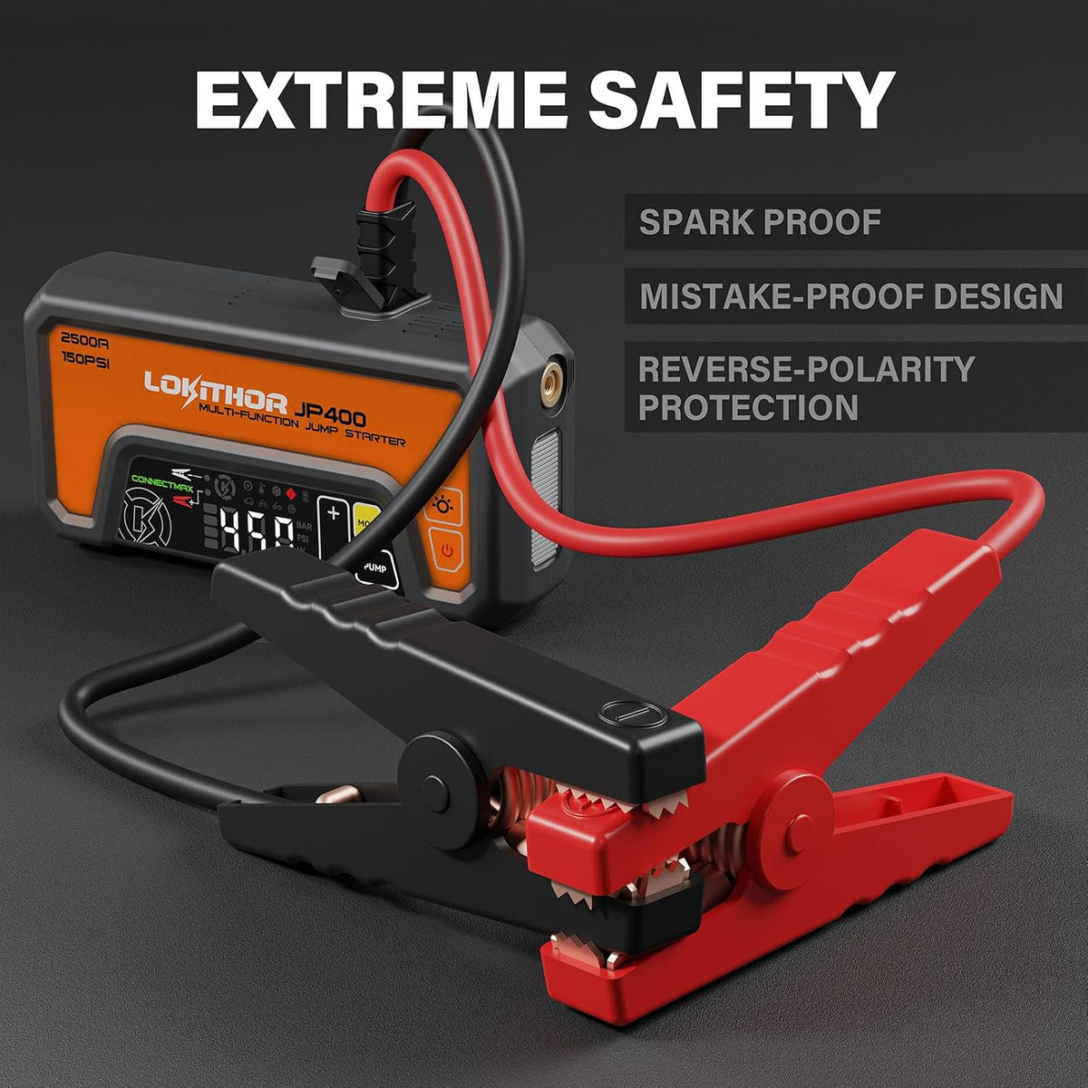 LOKITHOR JP400 Jump Starter with Air Compressor for 8.5L Gas/6.5L Diesel