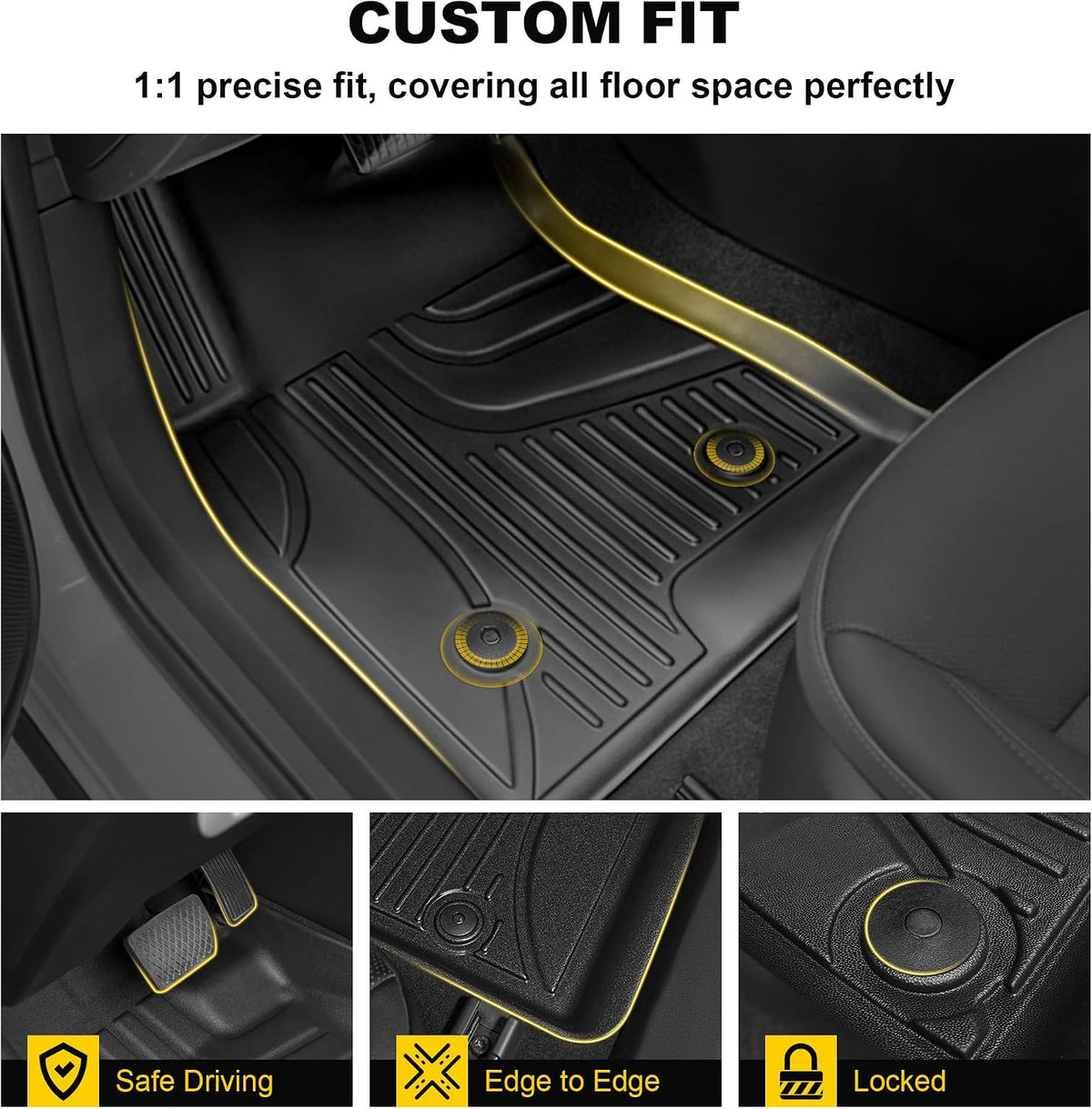 Original 2024 2025 2026 Trax Floor Mats for Chevrolet/Chevy Trax LS/1RS/LT/2RS/ACTIV Models - TTX LIGHTING Floor Liners Custom Fit 2025 2026 Chevy Trax 1st and 2rd Row Car Mats Interior Accessories