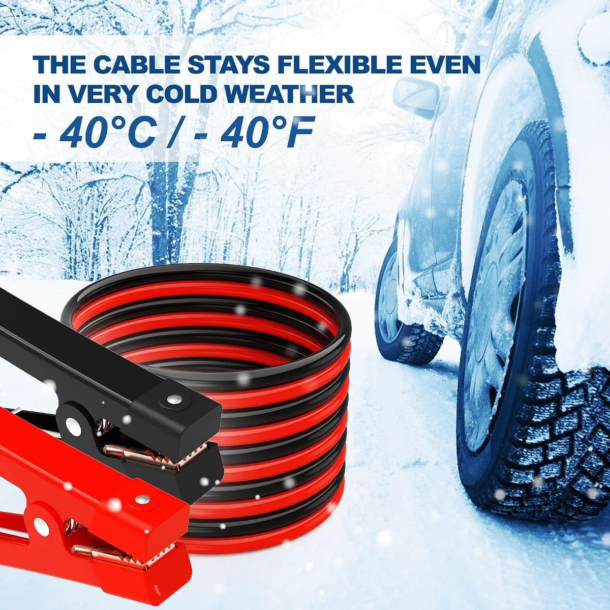 0 Gauge 25 Feet Heavy Duty Jumper Cables,Long Booster Jumping Wires