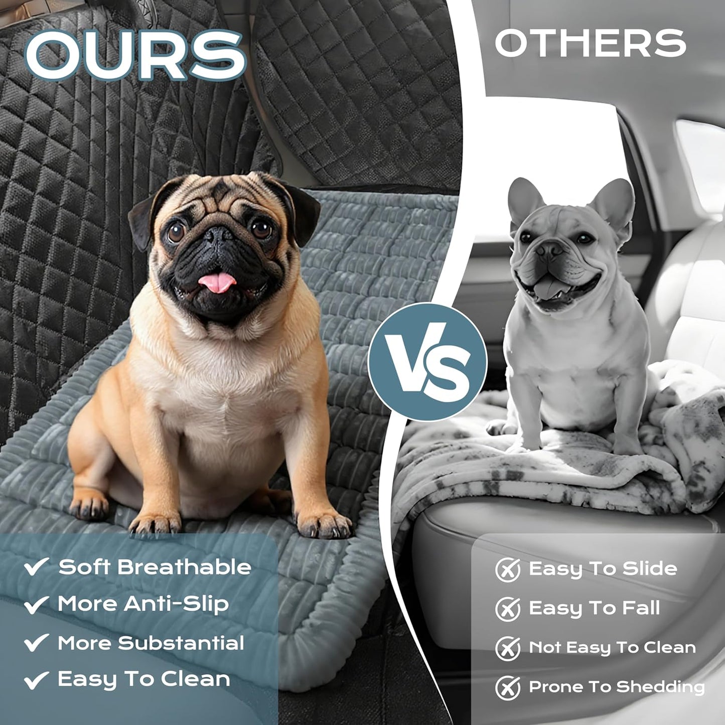 Backseat Dog Bed Mat for Car, Dog Car Seat Cover for Back Seat, Pet Car Blanket Soft and Comfortable, Upgraded Bottom Non-Slip, Washable Travel Pet Mat for Cars Trucks and SUVs (53" x 24")