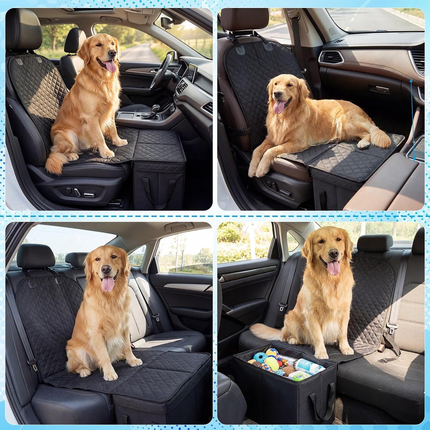Back Seat Extender for Dogs, Dog Car Seat Cover with Storage Organizer, Waterproof Scratch Proof Cover for Cars Trucks and Suvs Front or Back(Small 27.5"x19"x22")