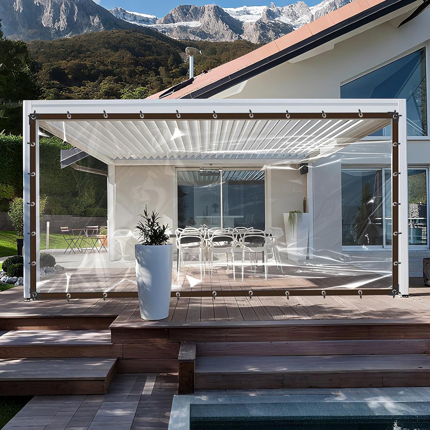 14X26FT Clear Plastic Tarp with Increase Grommets| Windproof Rope| Heavy Duty|Waterproof | TransparentVinyl Tarps Tarpaulin Patio Enclosure for Winter Outdoor Porches Henhouse Rainproof Cover