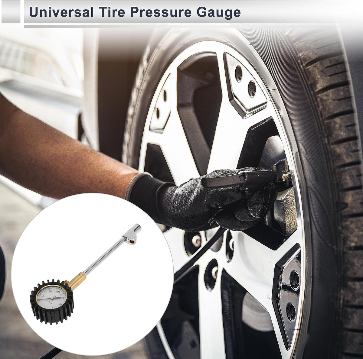 1 Pcs Universal Tire Pressure Gauge 0-60PSI 2.56 Inch Digital Pressure Gauge with Gear Sleeve Tyre Air PSI Meter for Motorcycle SUV Truck