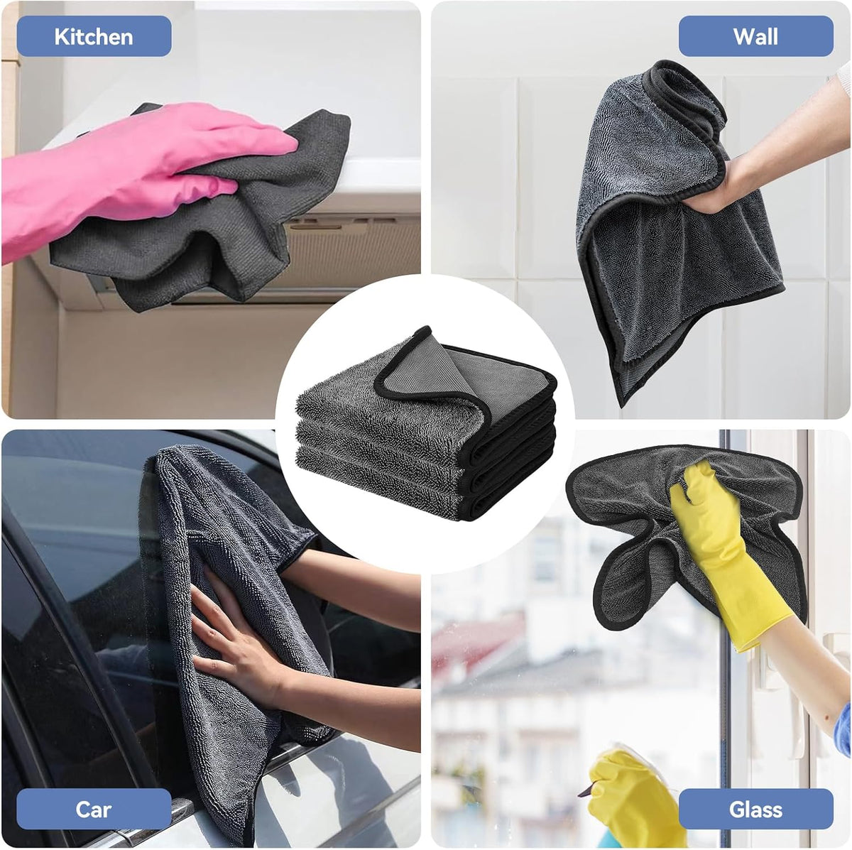 Shiny Cleaning Wipes Shower Cleaning Cloths- 3pcs Super Absorbent Microfiber Bath Towels for Effortless Cleaning of Windows, Bathroom, Car & Home Toilet - Shiny Cleaning Wipes（15.7x23.6in