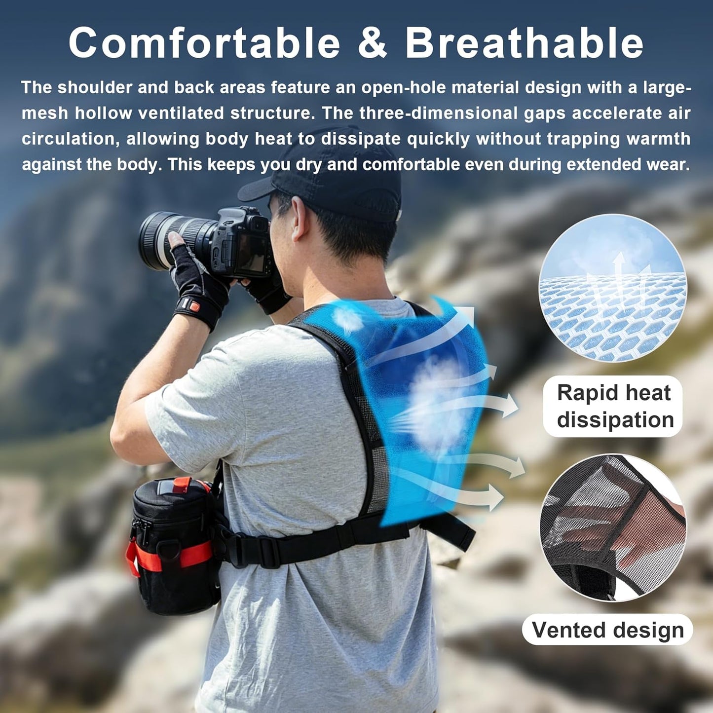 FOMITO Multi Camera Carrying Chest Harness System Vest with Side Holster for Canon 6D 600D 5D2 5D3 Nikon D800 D600 D300 D7000 D90 Sony A7S A7R A7S2 Panasonic Olympus DSLR