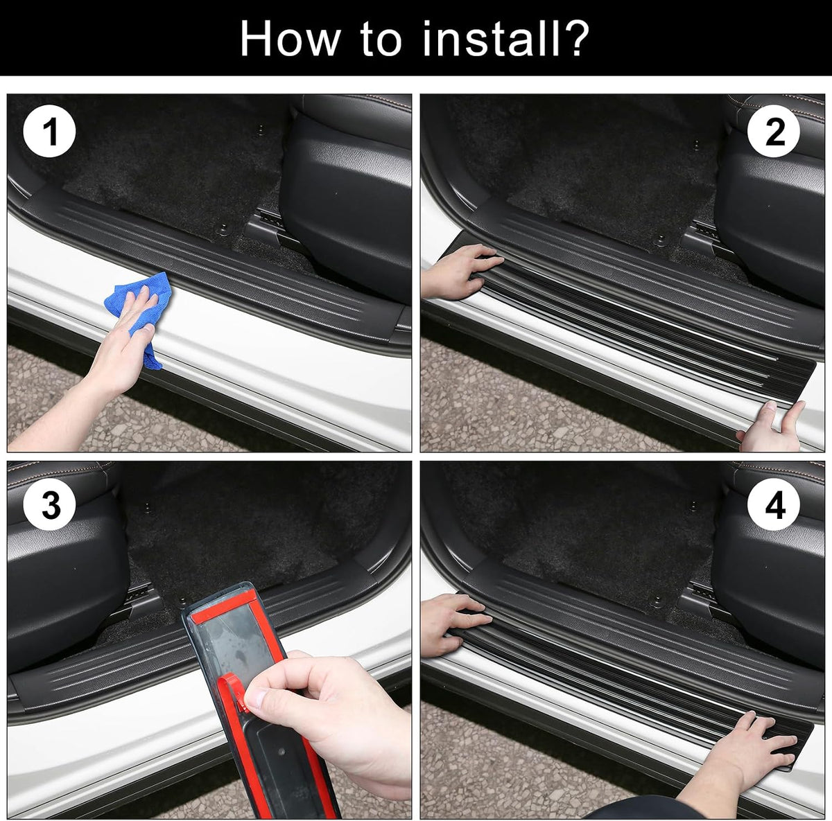 4PCS Door Sill Protector Compatible with Mazda 2017-2025 CX5 CX-5 Accessories Black Brushed Stainless Steel Material Auto Door Entry Guards