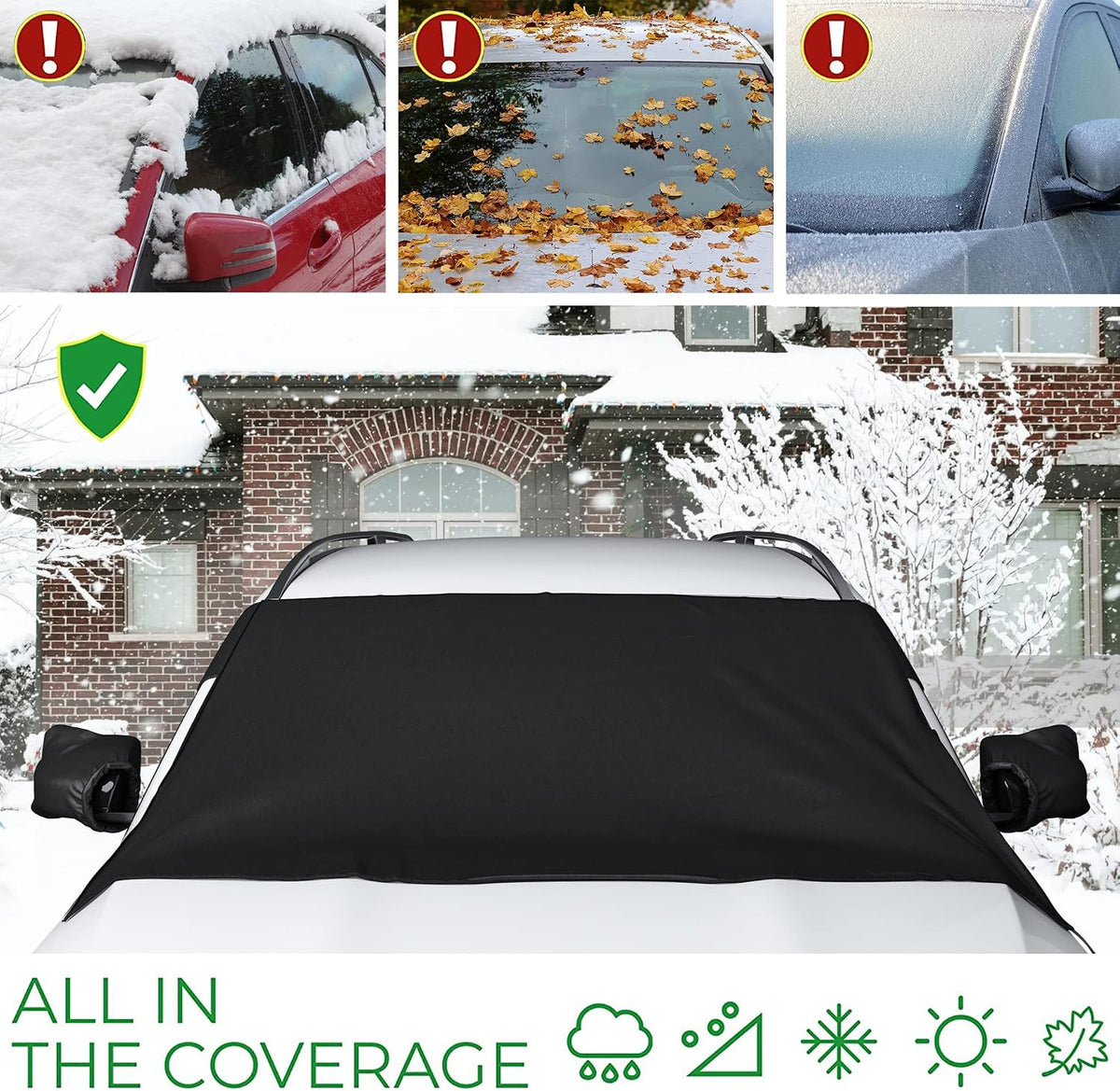 Autotech Park Custom-fit Snow Cover Compatible with 2007-2025 Toyota Tundra, Windshield Cover Comes with Rear Mirror Cover