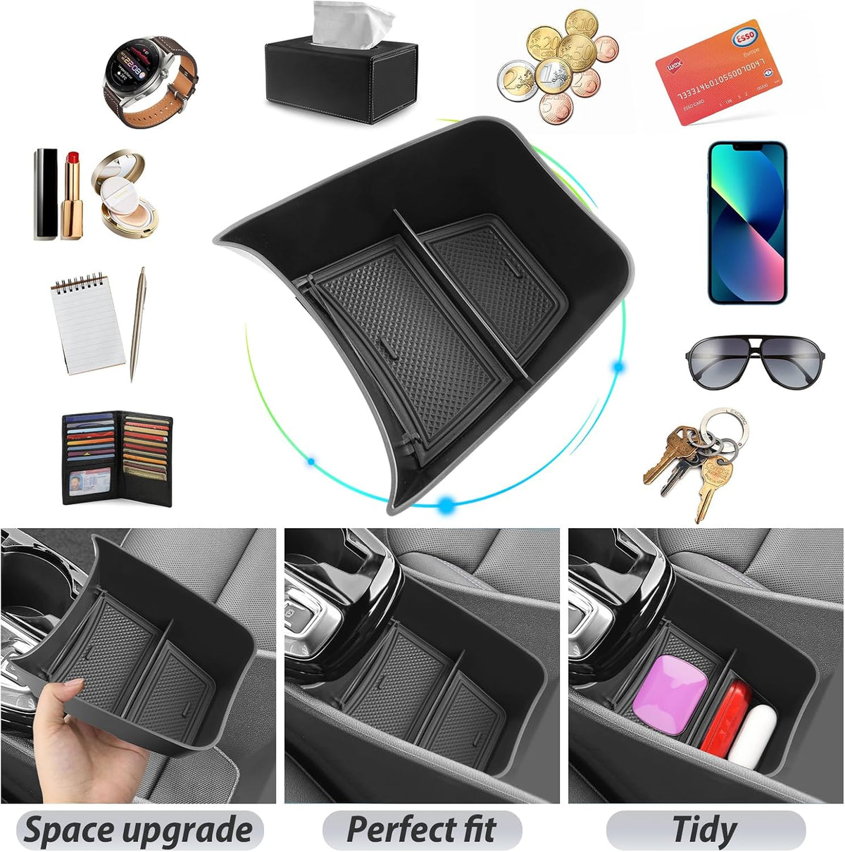 SKTU for 2024 2025 2026 Chevy Trax Center Console Organizer 2024 2025 2026 Chevy Trax Console Tray 2024 2025 2026 Trax Lower Console Tray 2024 2025 2026 Chevy Trax Accessories (Black)