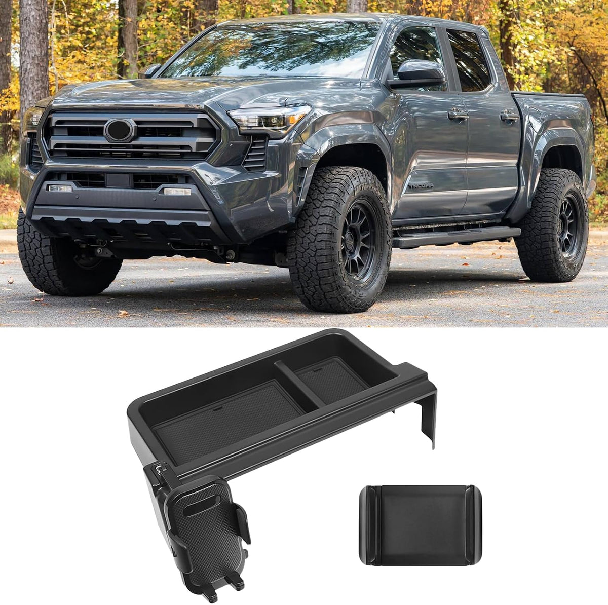 Car Phone Holder with Dashboard Storage Box for Toyota Tacoma 2024 2025 2026 & 4Runner 2025 2026 Accessories (Only for 8 Inch Screen) Cell Phone Mount Center Console Screen Dash Organizer Tray