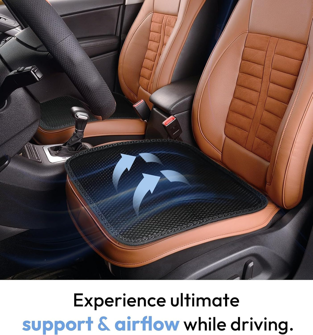 carrotez Cool & Breathable 3D Air Mesh Car Seat Cushion 17.8" x 17.8" Black