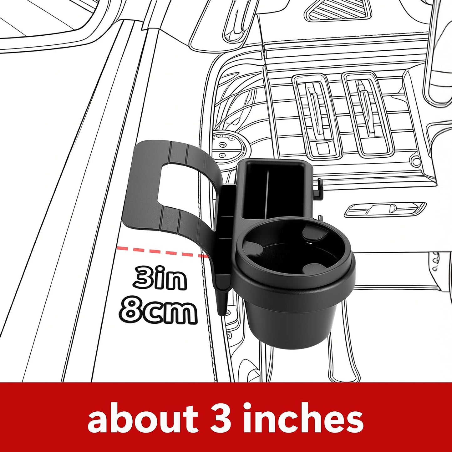 Li&Zhao Car Window Cup Holder - Clip-On, No Drill, Universal Fit