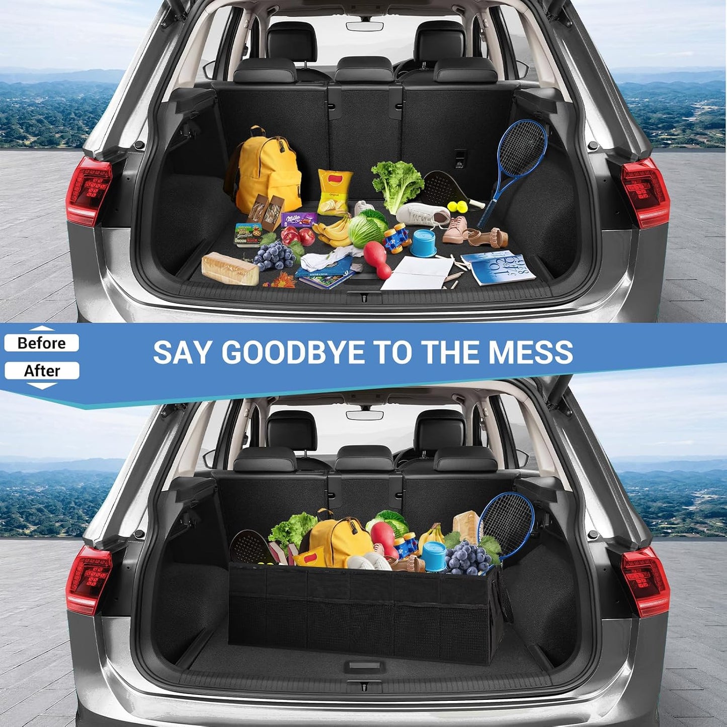 MIU COLOR Trunk Organizer for Car, Car Organizer, 12 Pockets Trunk Organizer for SUV, Durable Oxford, Non-Slip Bottom, Trunk Storage Organizer for Sedans, Van, Jeep, Grocery, Large 3 Compartments