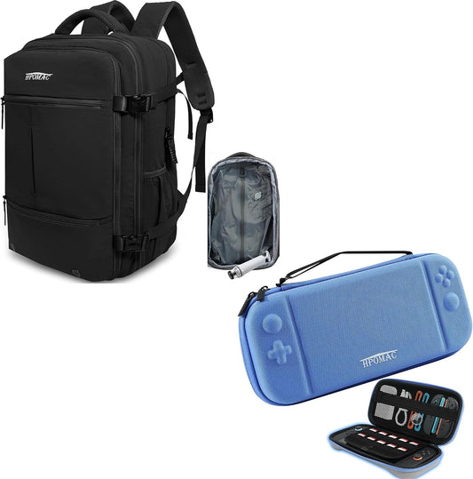 Vacuum Compression Backpack, Carry-On Size Travel Backpack with Vacuum System and Pump & Nintendo Switch 2 Carrying Case, Slim Hard Shell Travel Case