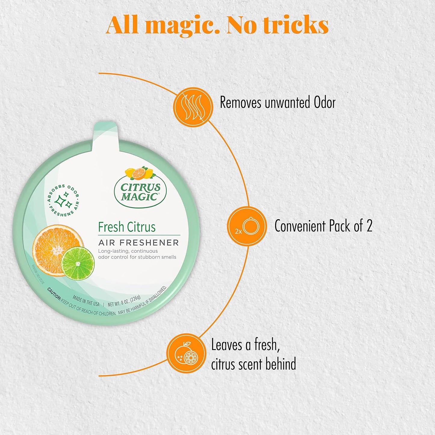 Citrus Magic 2-Pack Solid Air Freshener, 8-Ounce, Citrus