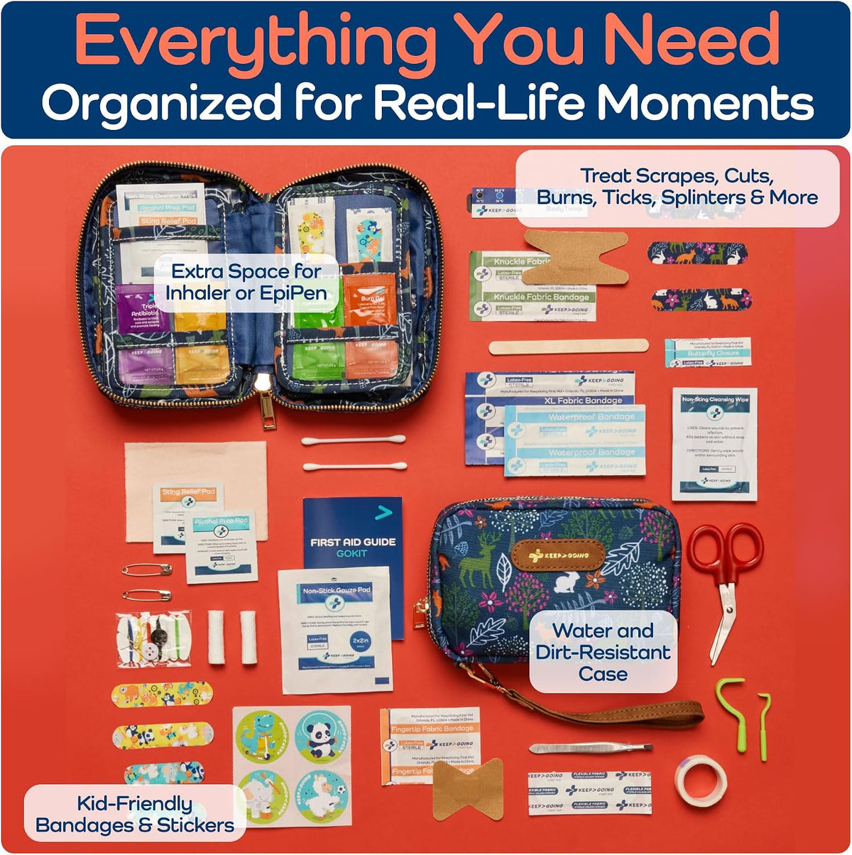 KeepGoing Travel First Aid Kit for Kids, 130 Pc. TSA-Approved Travel Size