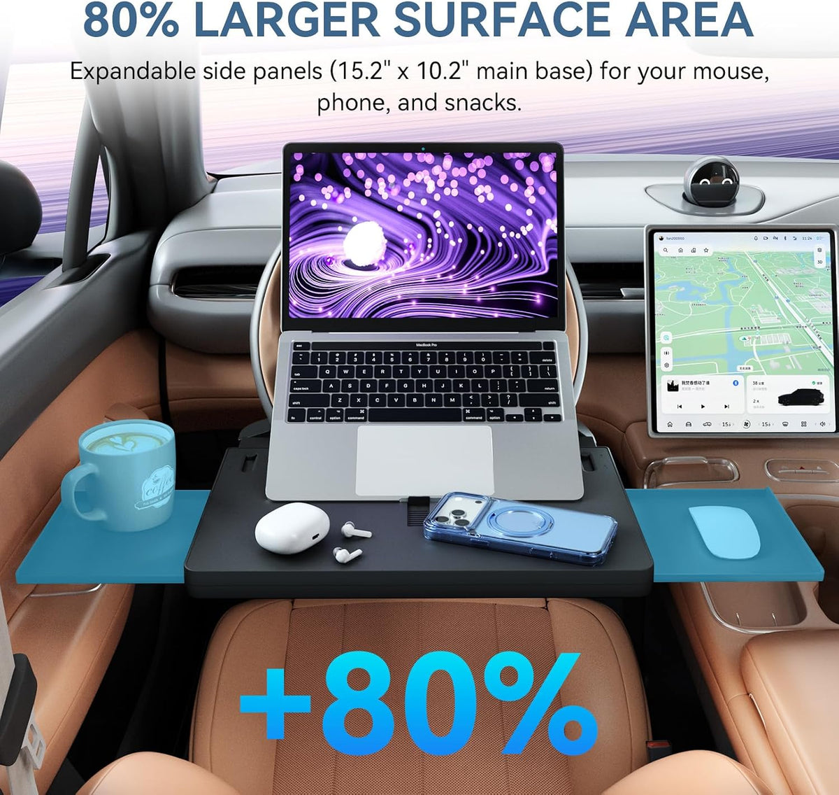 Extendable Steering Wheel Tray, Adjustable Car Laptop Desk Table