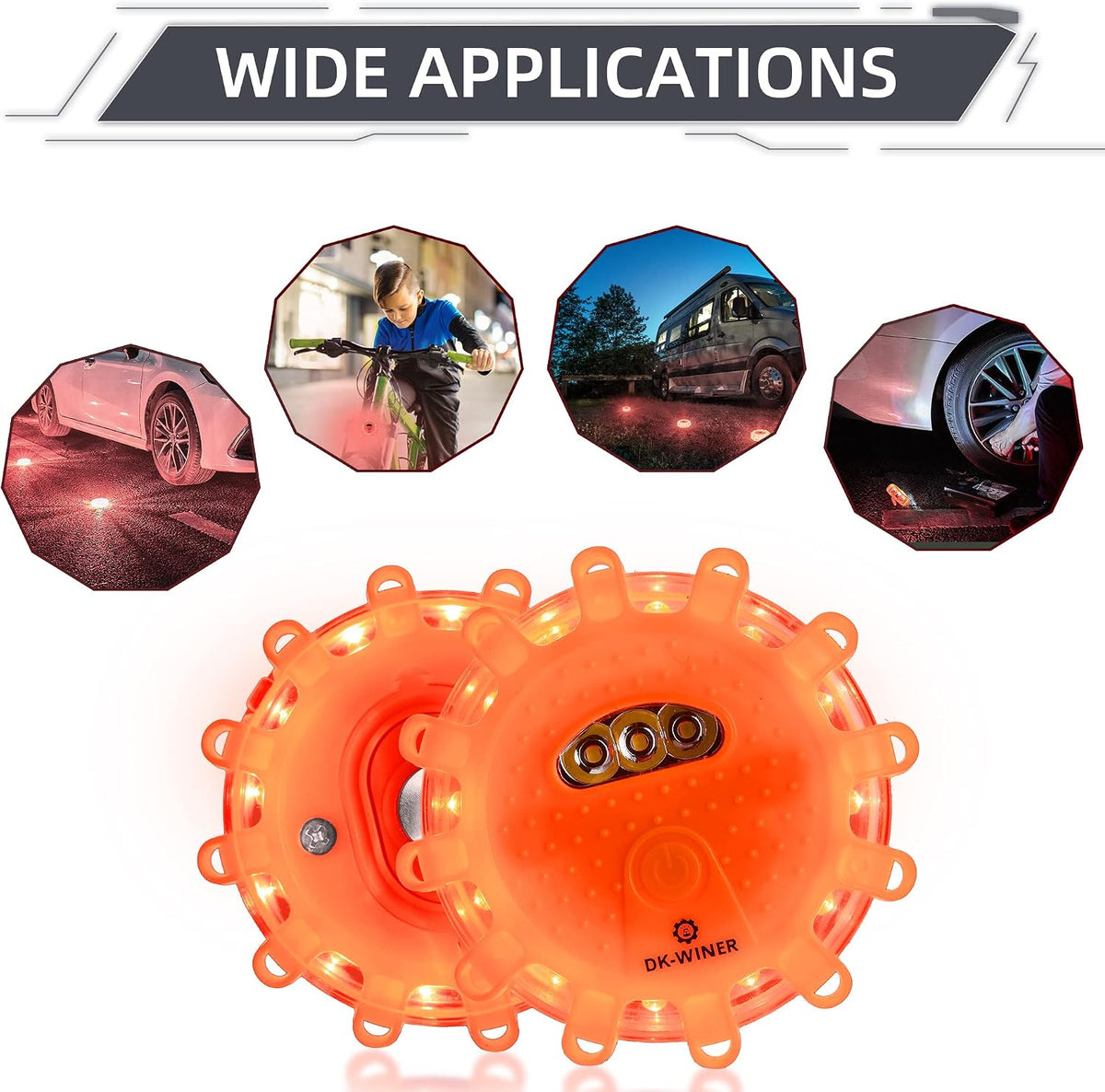 12 Pack LED Road Flares, Type-C Rechargeable Magnetic Safety Kit