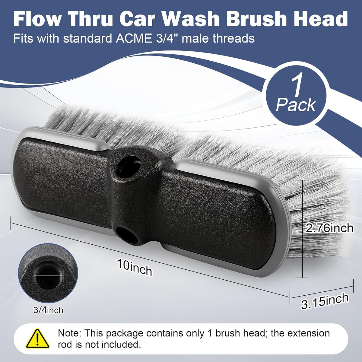 10" Car Wash Brush Head with Soft Bristles, Soft Car Wash Brush