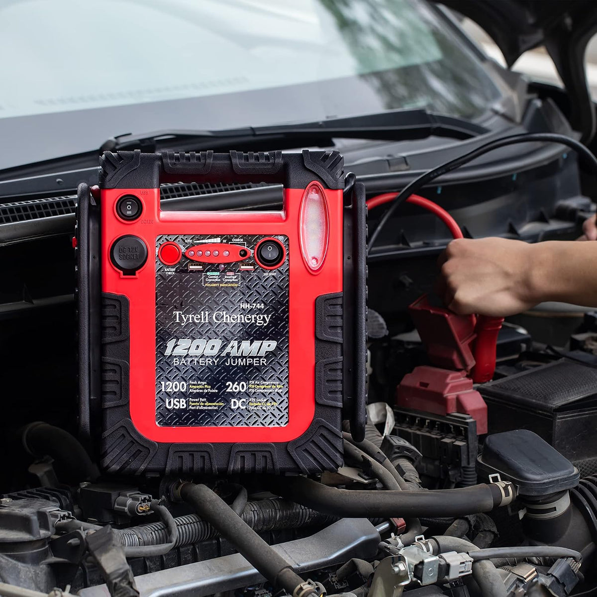 New Upgrade Car Battery Jump Starter & Portable Air Compressor, 1800A 20000mAh 12V Jump Box Power Station, 260PSI Tire Inflator (Up to 8.0L Gas/Diesel), LED Light, USB, Battery Booste