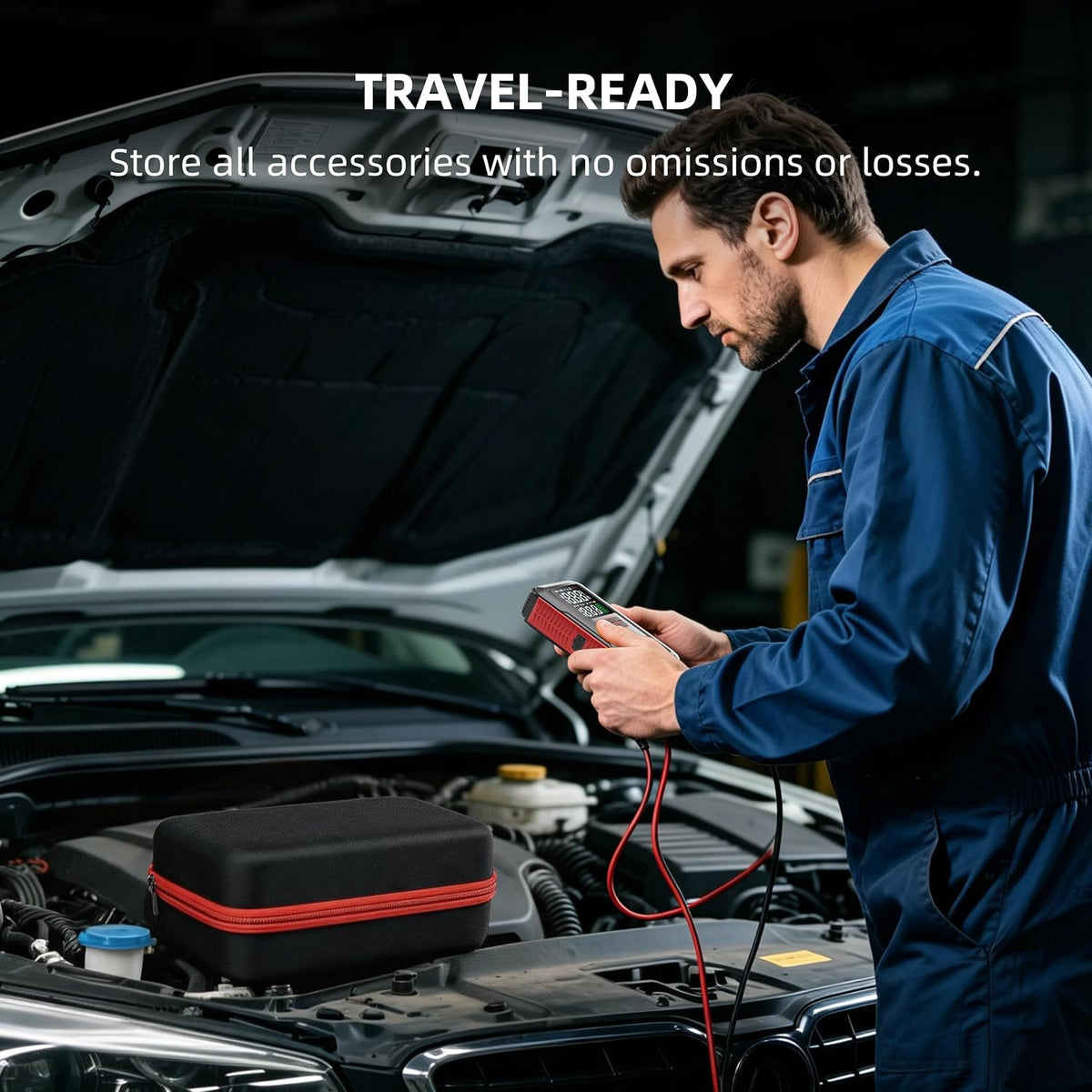 5000A Car Battery Jump Starter with Air Compressor 160PSI, Battery Jumper Starter Portable 7.0L Gas/6.0L Diesel, Jumper Cables, Car Battery Charger with Power Bank & Light, Roadside Emergency Kit