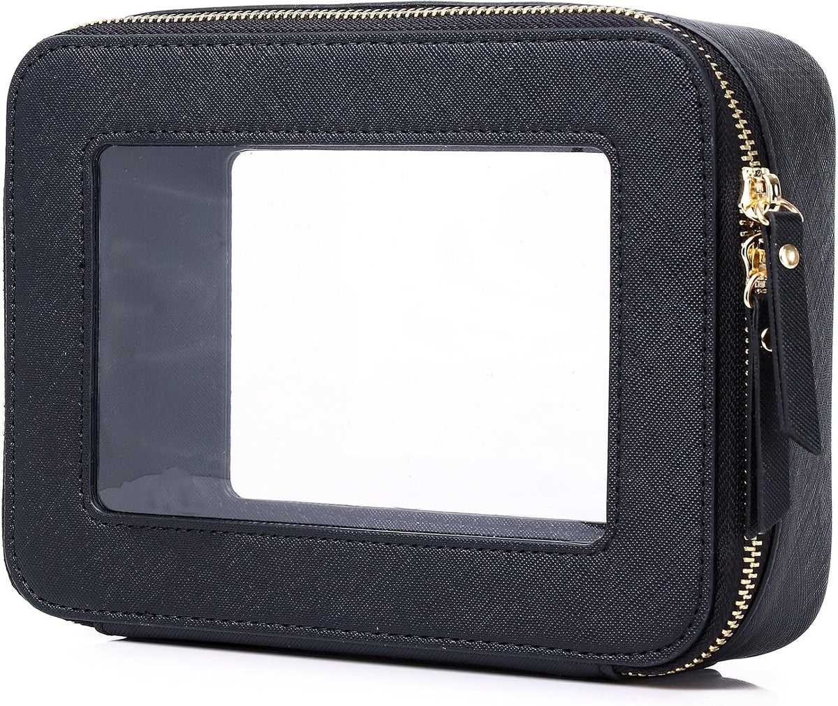 Pinkmik Clear Makeup Bag, (Black, M)