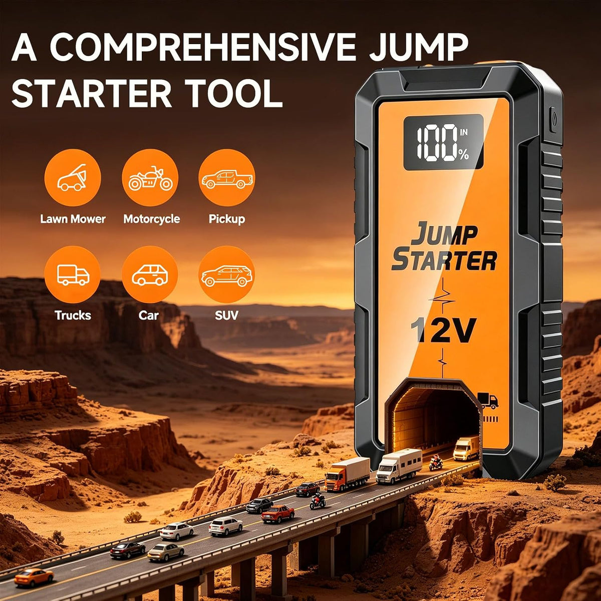6000A Car Jump Starter, Battery Jump Starter Portable for 6L Gas Engines,12V Battery Jump Box with Jumper Cables, Power Bank with USB Type-C Ports