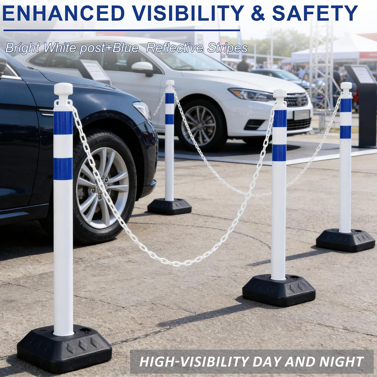 OrangeStar 6 Pack Traffic Delineator Posts, 40"Crowd Control Stanchions