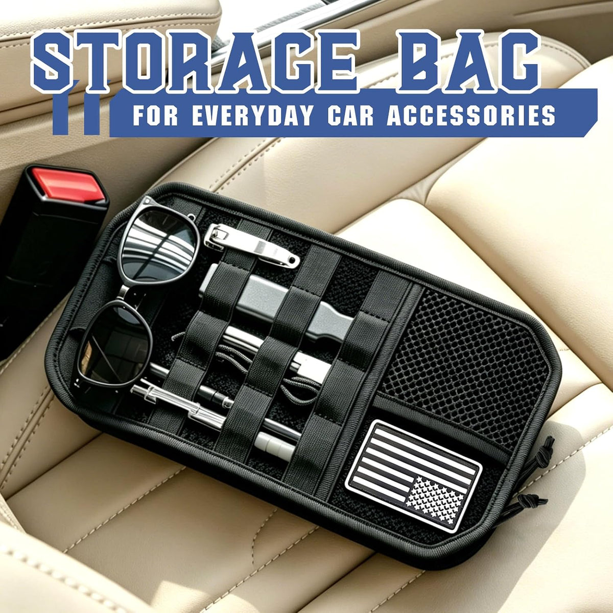 SAMPUSS Car Sun Visor Organizer Car Sunglass Holder with Storage Pouch