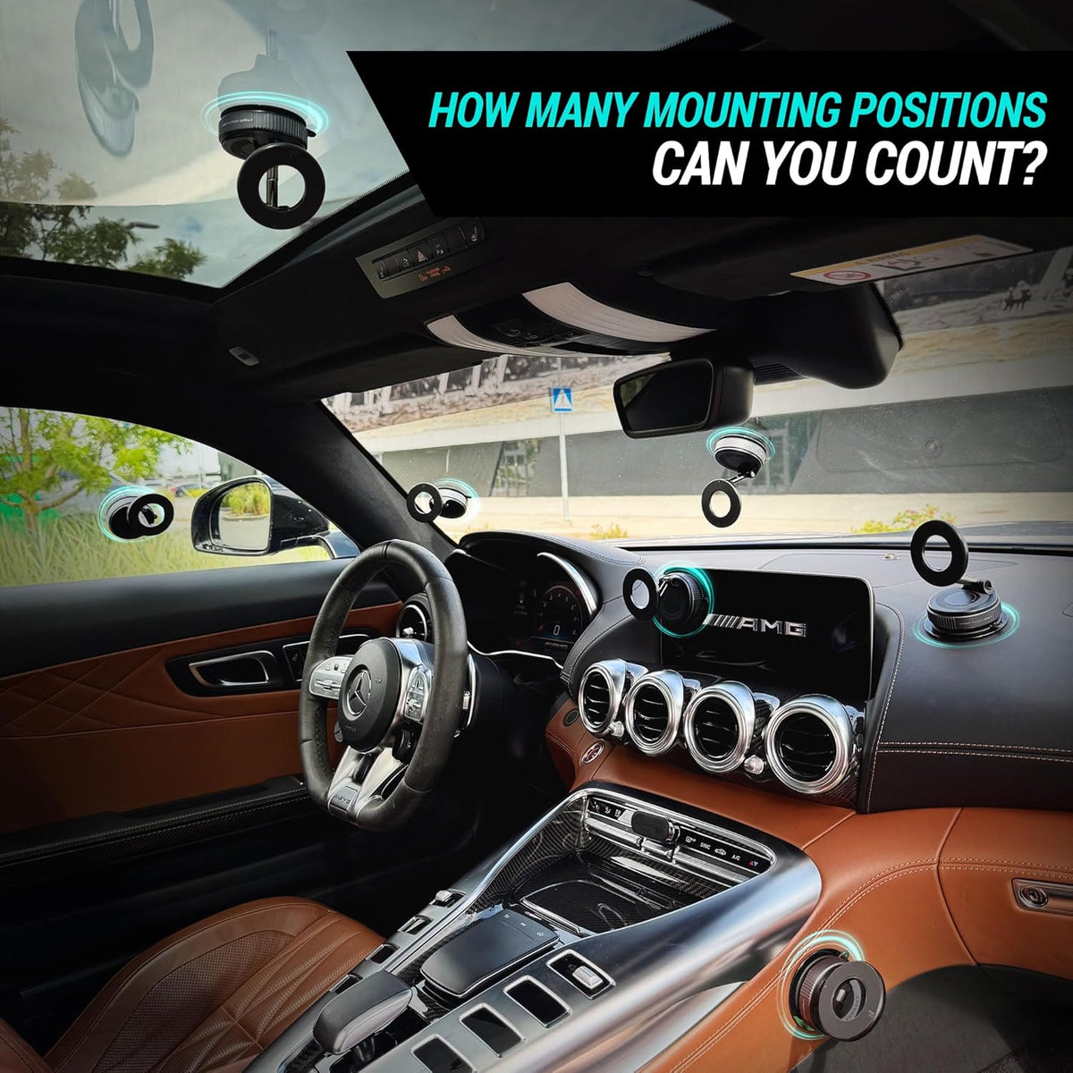 CARMOUNT Clutch-X™ Black – Vacuum Phone Mount Suction Cup Car Phone Holder for iPhone, Window Phone Mount for Travel, 360° Vacuum Magnetic Phone Holder for Car, Magnetic Phone Holder with Suction Cup