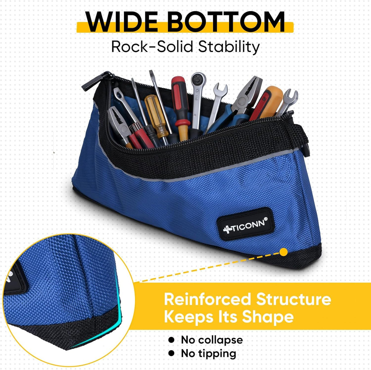 TICONN 6PK Tool Pouches with Zipper, Waterproof 1680D Oxford Small Tool Bag