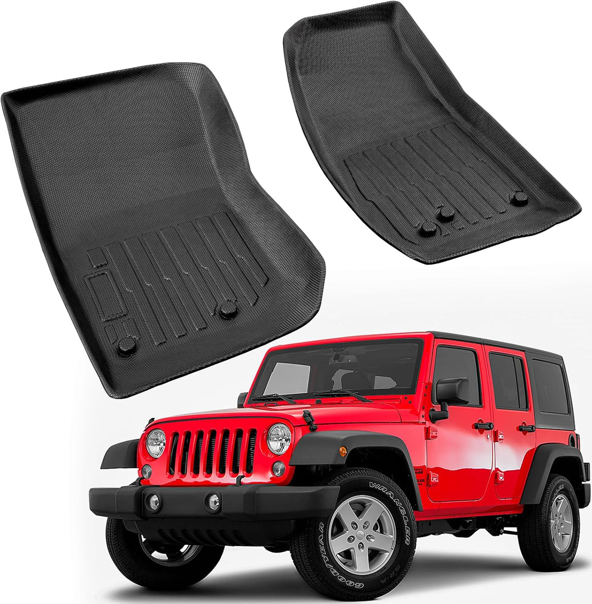 Floor Mats for Jeep Wrangler JK 2007-2018 Unlimited 4-Door (Not JL/2-Door)