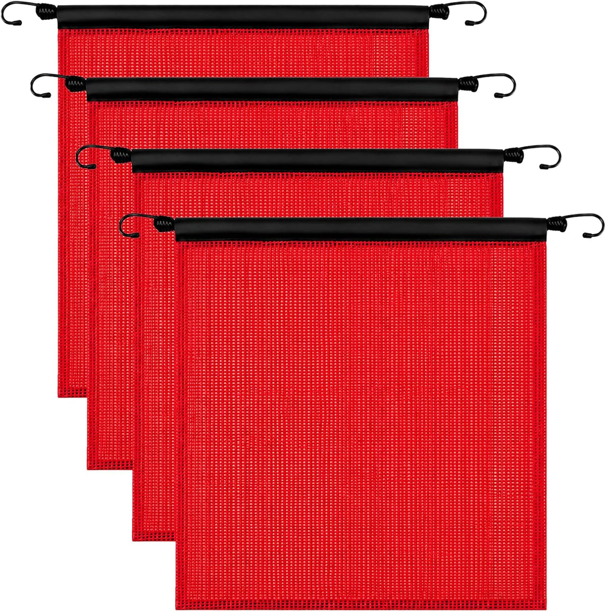 High Visibility Red Safety Flags for Oversize Loads, 18x18 Inch, 4 Pack