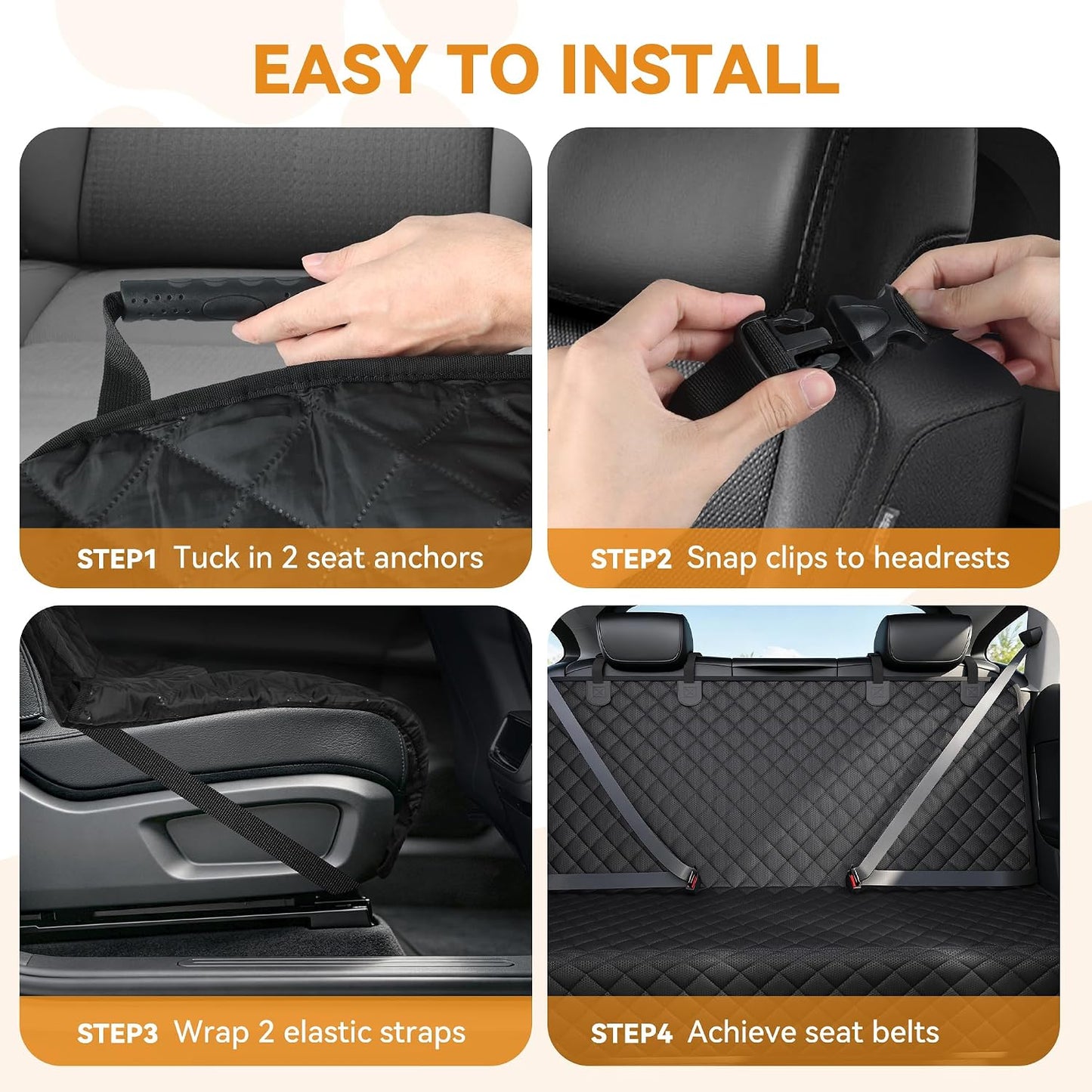 PETICON Back Seat Cover for SUV - Waterproof Non-Slip Dog Seat Cover for Toyota Tacoma/Jeep Grand Cherokee/Ford Explorer/Ranger/Chevrolet Colorado, Durable Scratch-Proof Bench Seat Cover for Dog