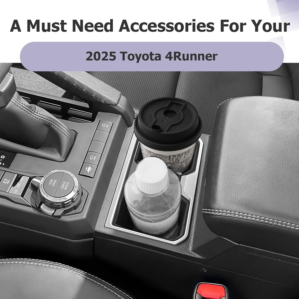 LUWU 2025 4Runner Center Console Cup Holder Compatible with 2025 Toyota 4Runner Interior Accessories Center Console Silicone Cup Holder Insert 4Runner 2025 Accessories