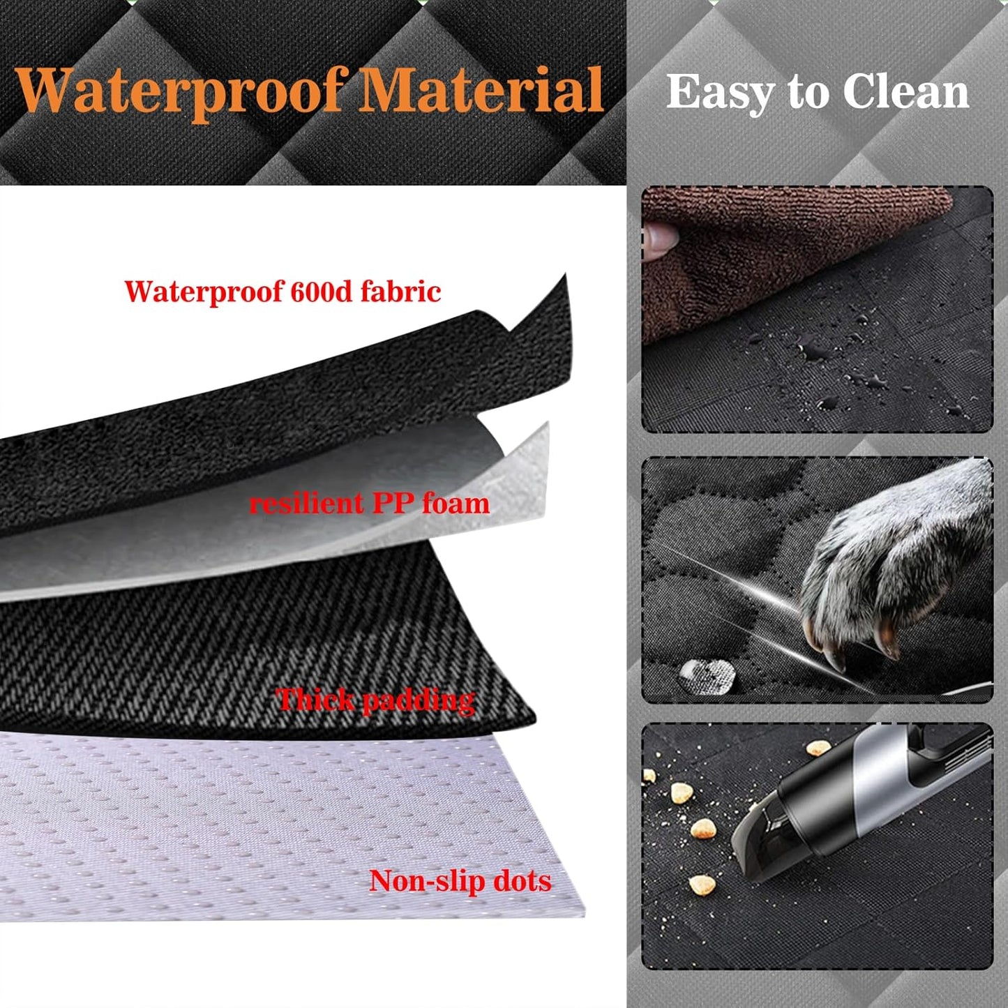 Meolsaek Dog Car Seat Cover for Back Seat, Scratch Proof Nonslip Pet Car Seat Cover, 4 Layers Waterproof Heavy Duty Back Seat Pet Cover for Dogs with Storage Bag (Black)
