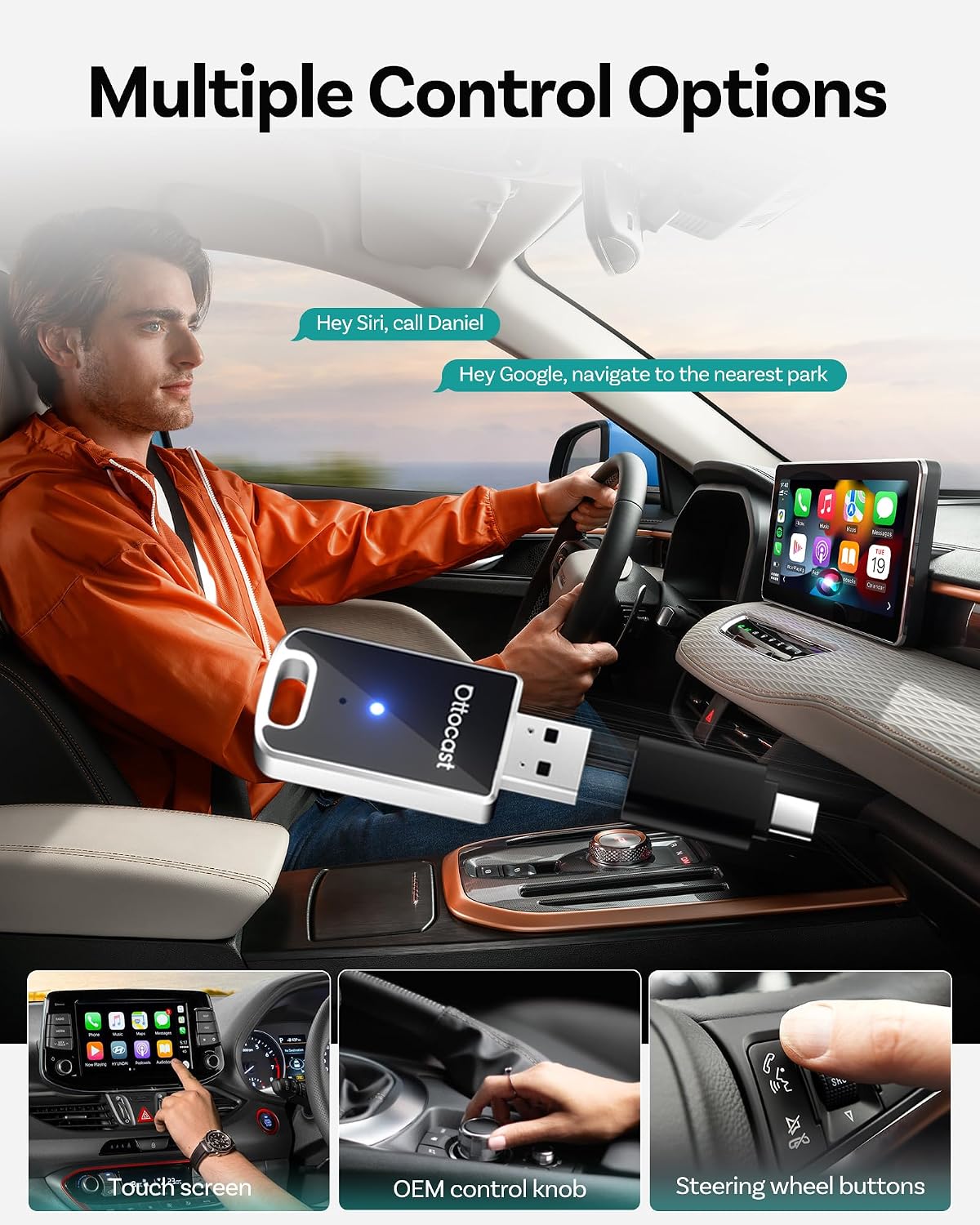 OTTOCAST Mini Edge 2-in-1 Wireless CarPlay & Android Auto Adapter 2026