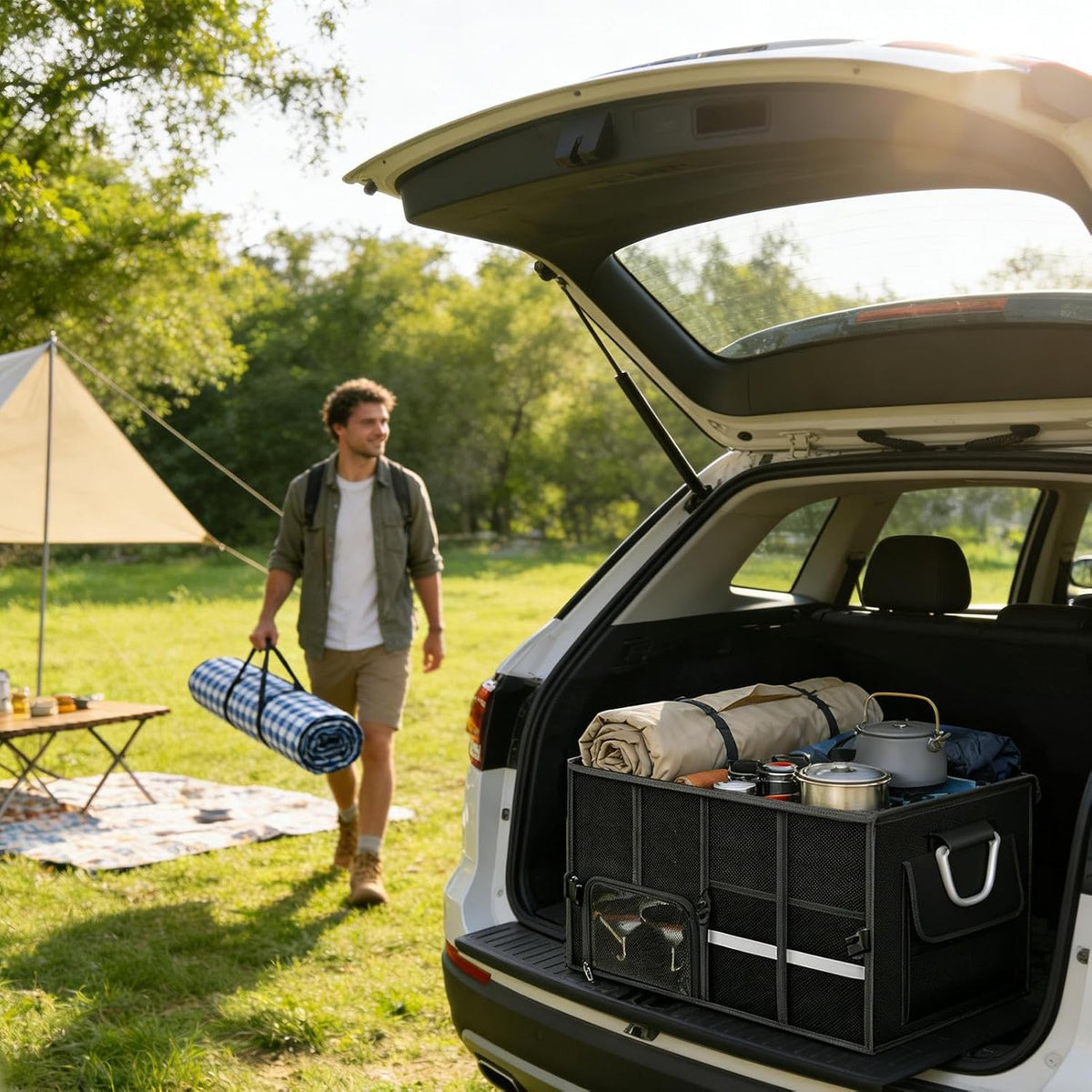 Trunk Organizer for SUV Foldable Large Capacity Multi Compartment