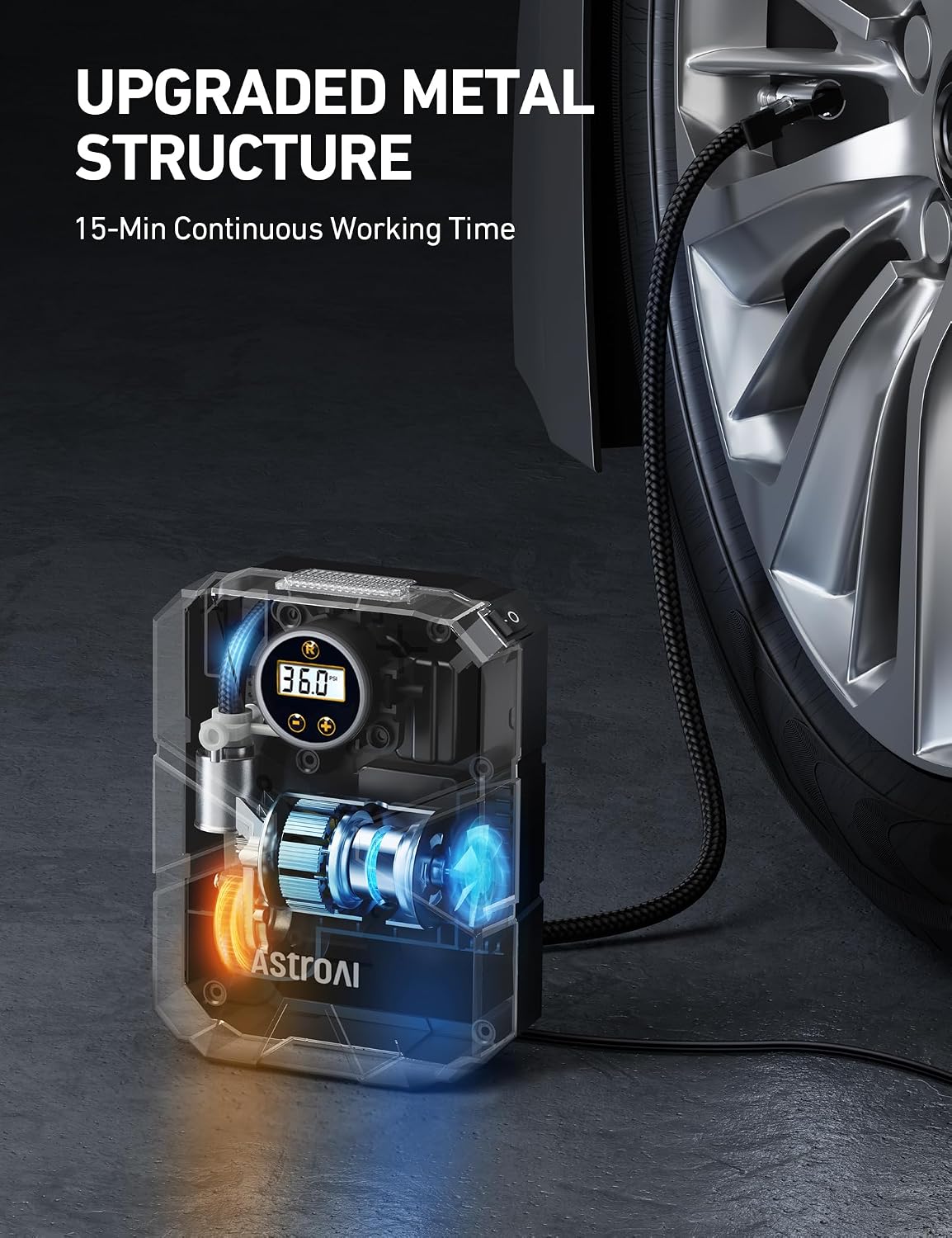 AstroAI S1 Tire Inflator Portable Air Compressor 12V DC with Digital Gauge