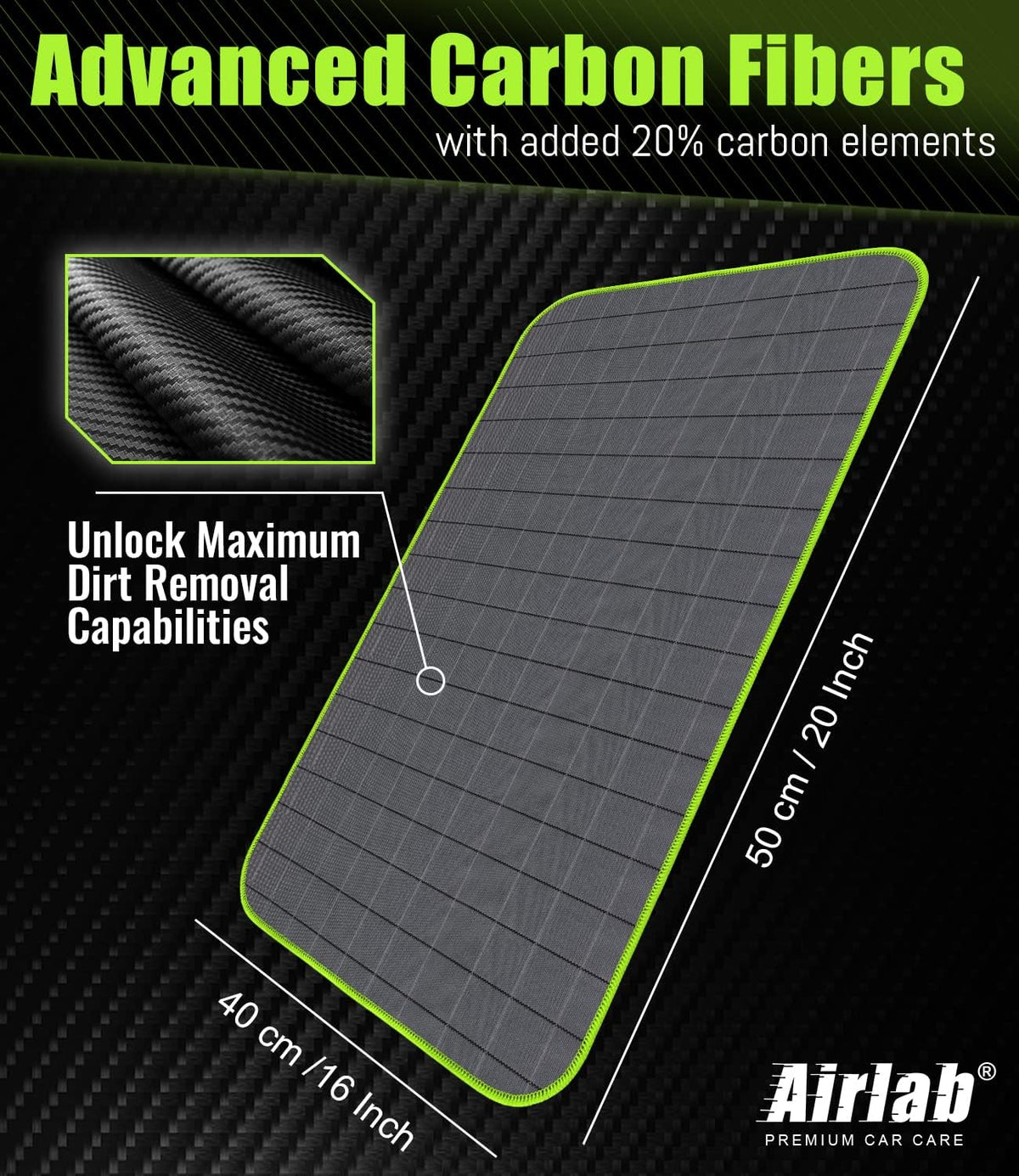 Airlab Carbon Microfiber Towels for Car Glass Window Polishing, Grey-Green