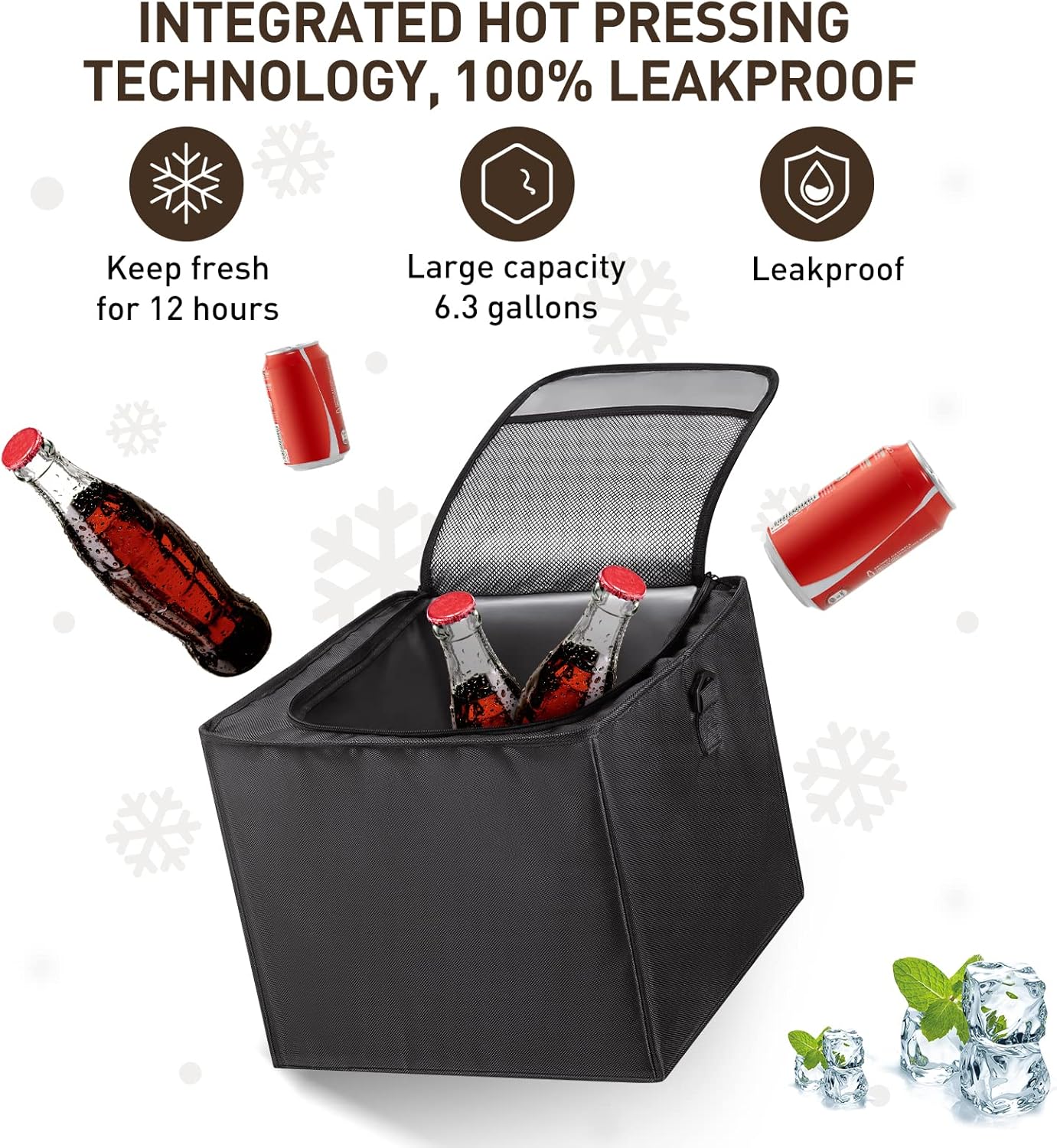 HIRALIY 4 in 1 Car Trunk Storage Organizer with Leakproof Cooler Bag, Multi-Compartment Foldable Trunk Storage Box for Car Truck SUV Black