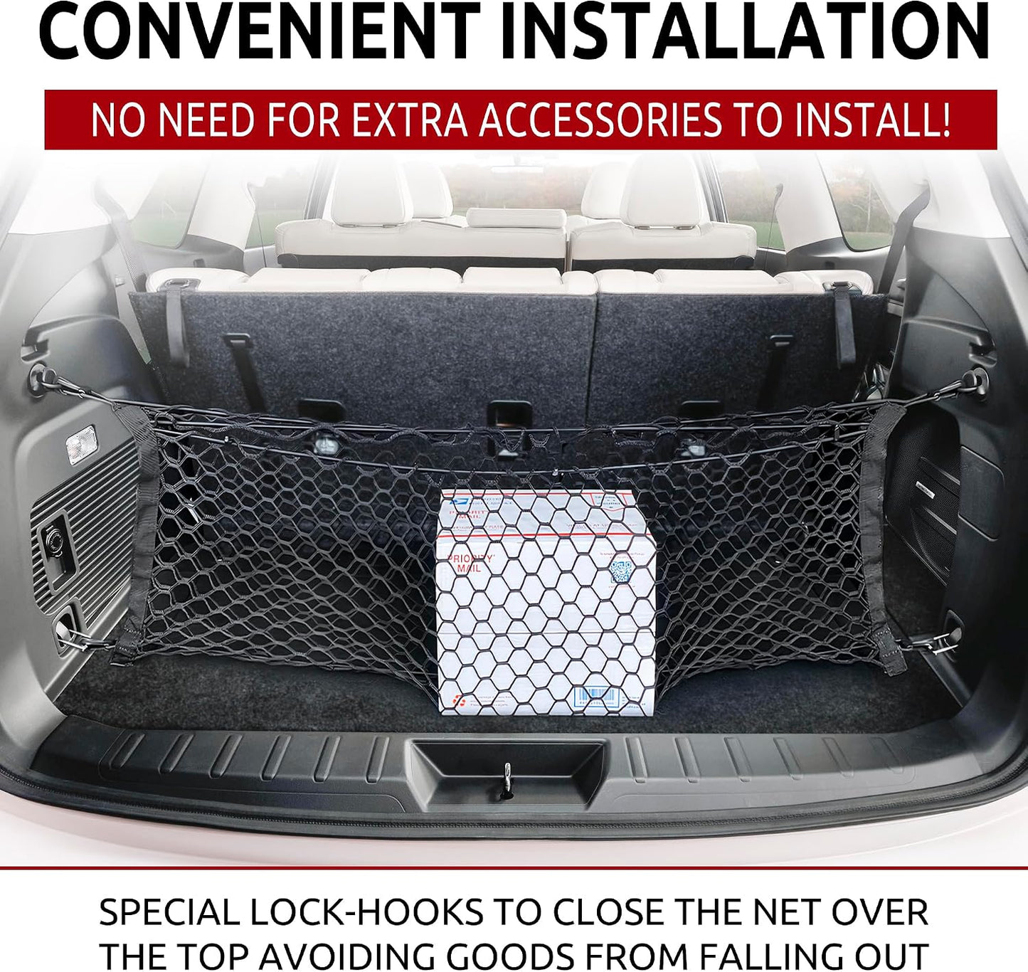 Envelope + Floor Style Elastic Trunk Mesh Cargo Net for Subaru Ascent 2019-2025 - Premium Trunk Organizers and Storage - Luggage Net for SUV - Best Car Organizer for Subaru Ascent