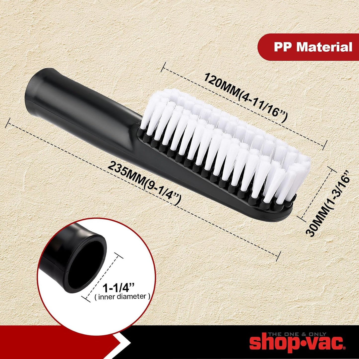 Shop-Vac 2PC 8011848 Car Cleaning Kit, 1-1/4 in. Diameter, Flexible Crevice Tool & Soft Auto Brush