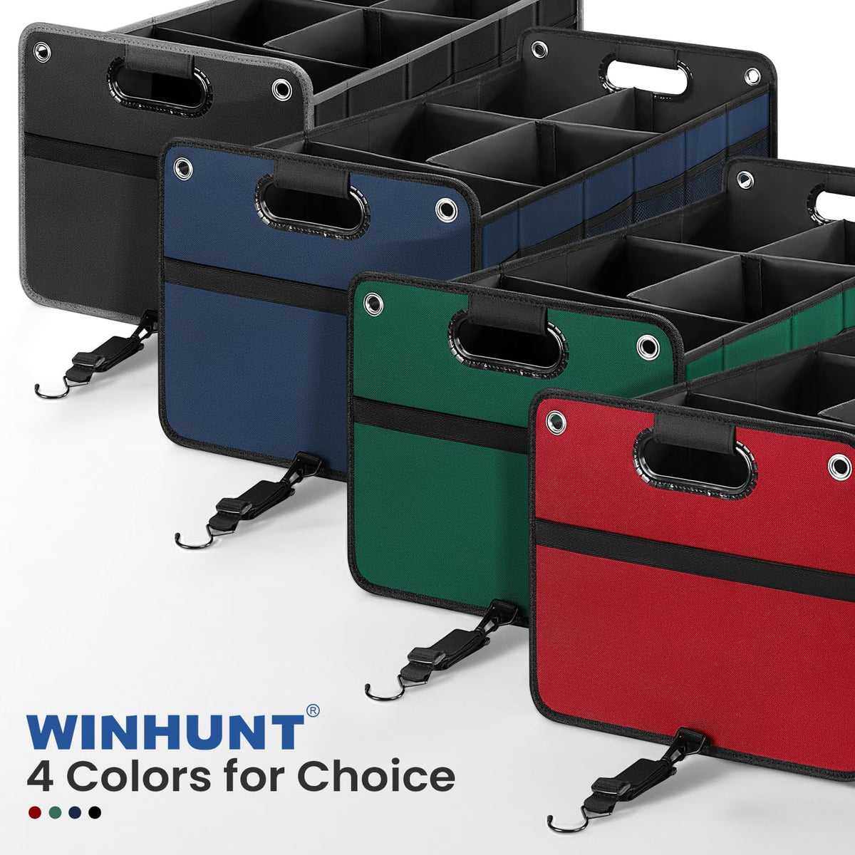 winhunt Car Trunk Organizer, Car Storage Organizer, Collapsible Multi Compartment for Car, Suv, Sedan, Truck, 100L, Extra Larger (Blue, 100L)