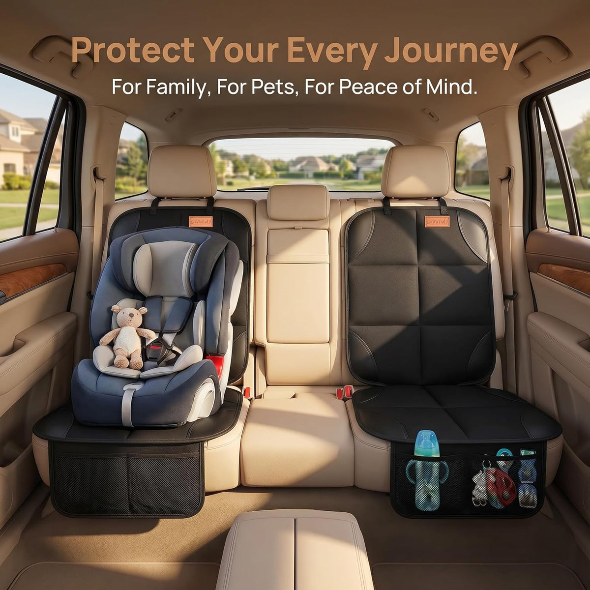 SMART ELF Car Seat Protector, Thickest Padding and Non-Slip Backing 2Pack